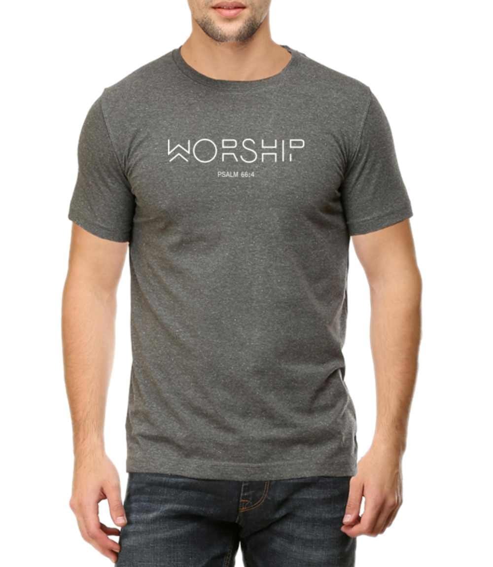 Living Words Men Round Neck T Shirt S / Charcoal Melange Worship - Christian T-Shirt