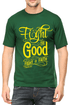 Living Words Men Round Neck T Shirt S / Green Fight the good (retro) - Christian T-Shirt