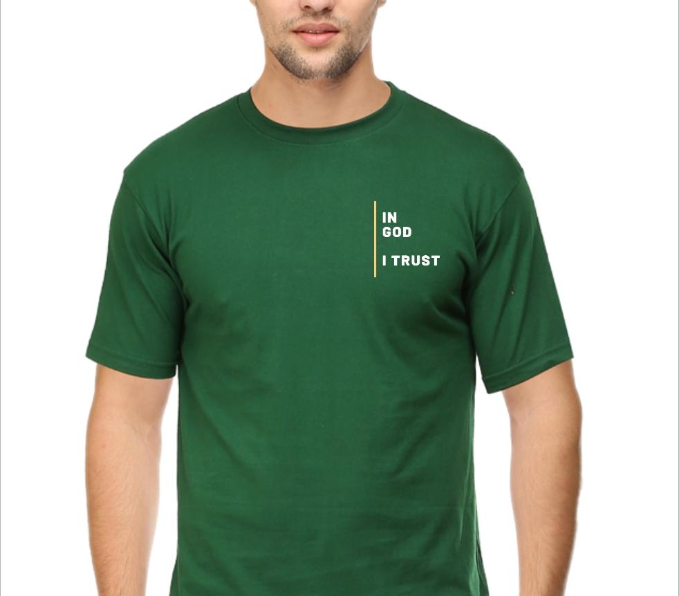Living Words Men Round Neck T Shirt S / Green In God I trust - Christian T-Shirt