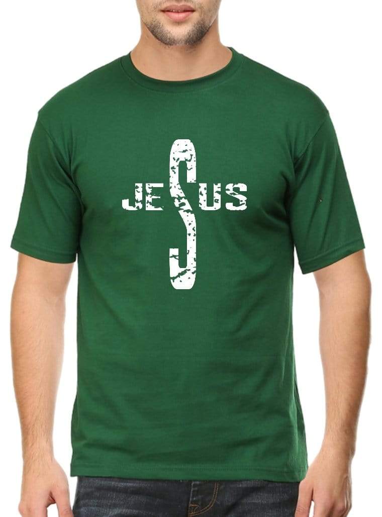 Living Words Men Round Neck T Shirt S / Green Jesus - Christian T-Shirt