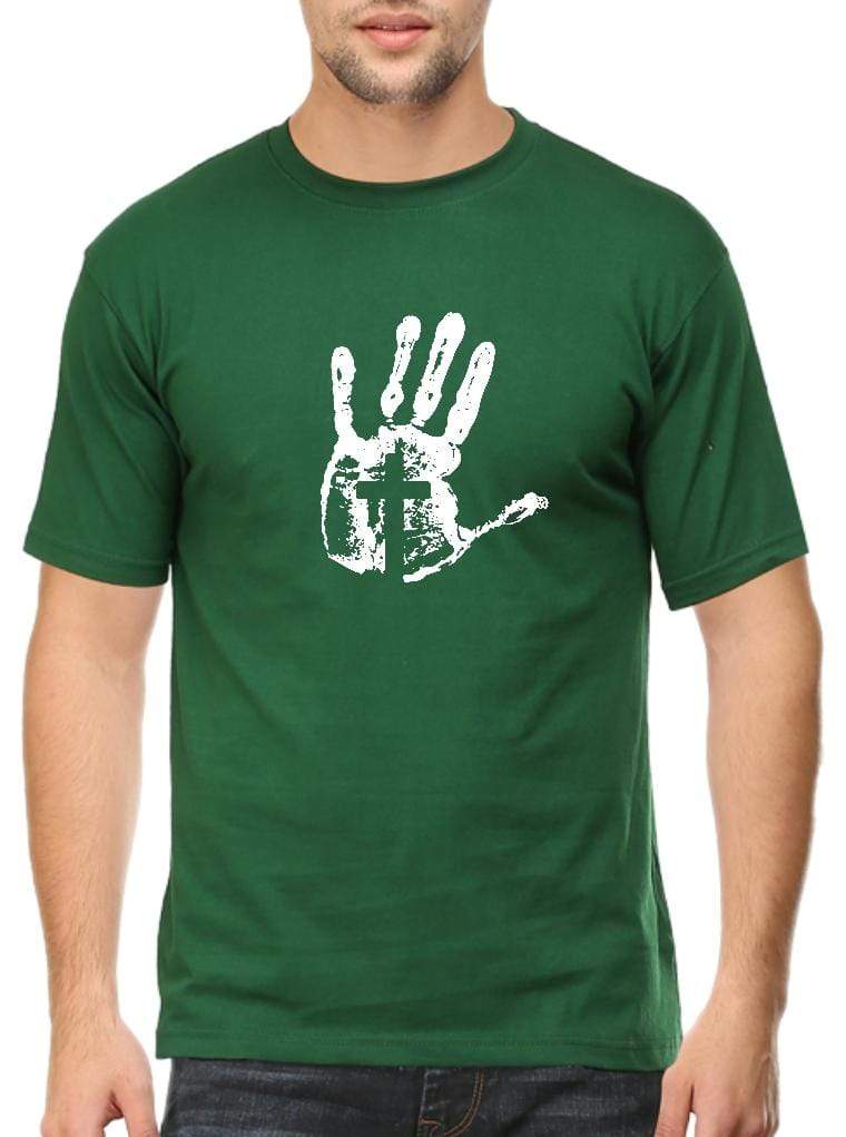 Living Words Men Round Neck T Shirt S / Green Nail in palm - Christian T-Shirt