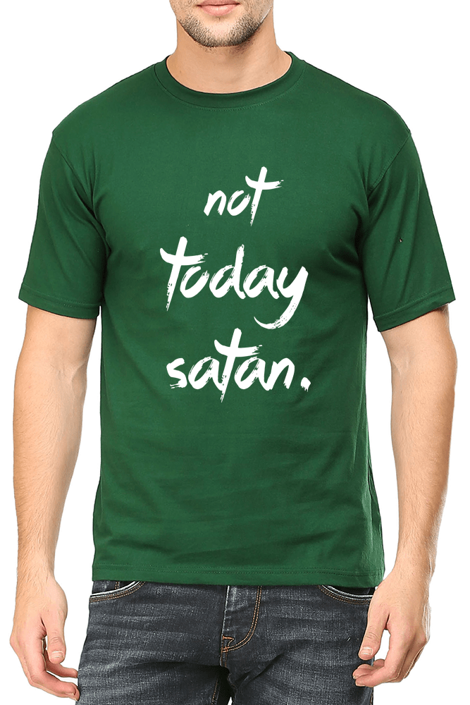Living Words Men Round Neck T Shirt S / Green Not Today Satan - Christian T-Shirt