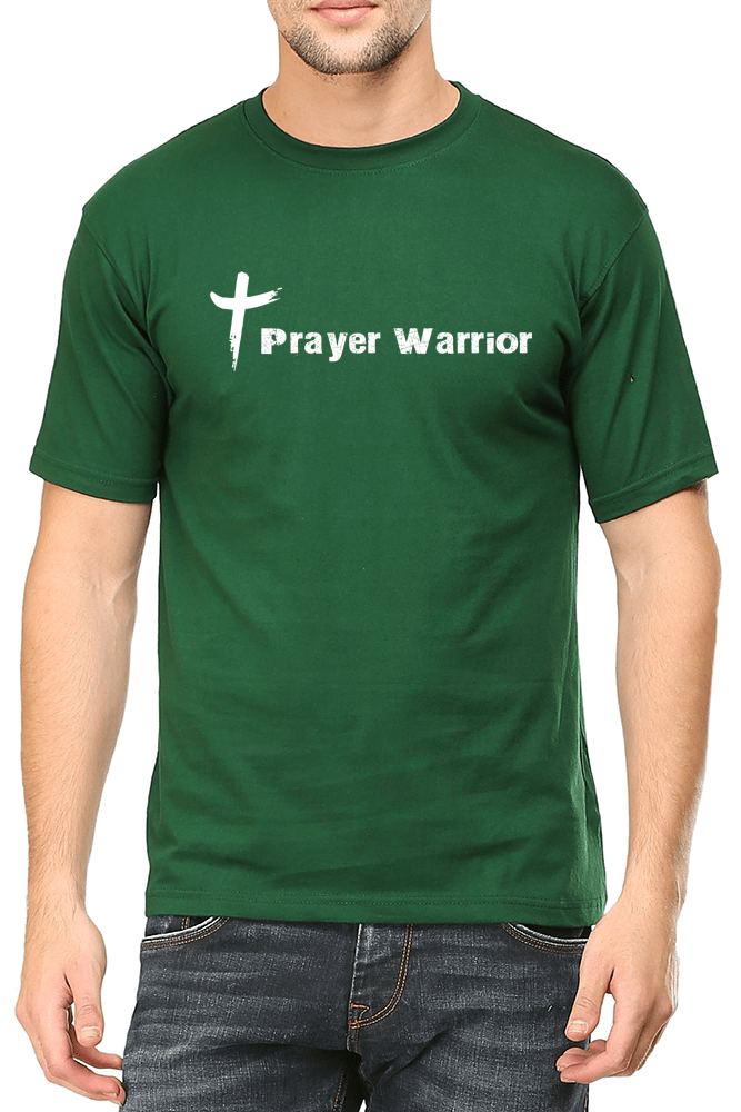 Living Words Men Round Neck T Shirt S / Green Prayer Warrior - Christian T-Shirt