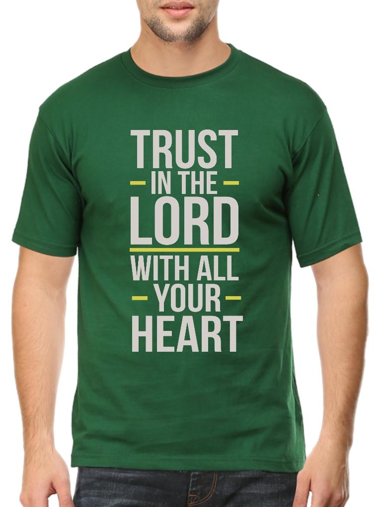 Living Words Men Round Neck T Shirt S / Green Trust in the Lord with all your heart - Christian T-Shirt