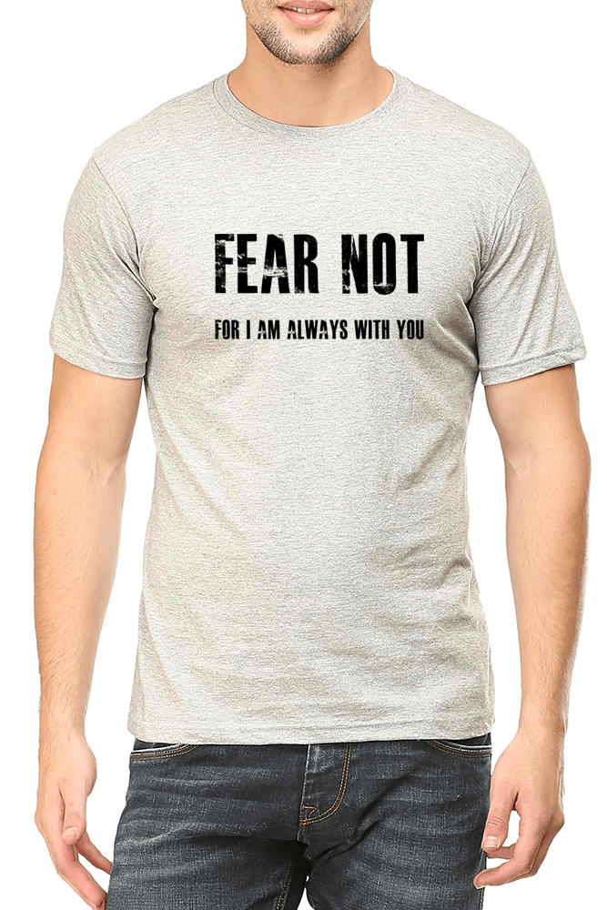 Living Words Men Round Neck T Shirt S / Grey Fear Not - Christian T-Shirt