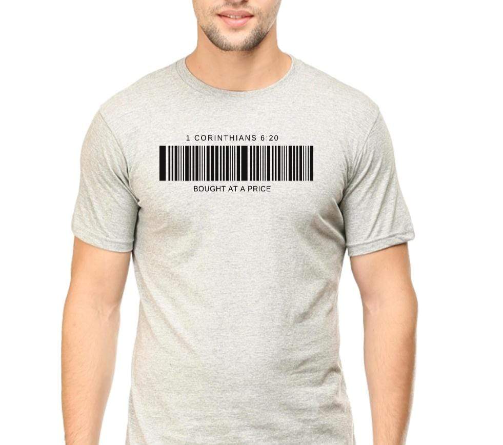 Living Words Men Round Neck T Shirt S / Grey Melange Bought at a Price - Christian T-Shirt