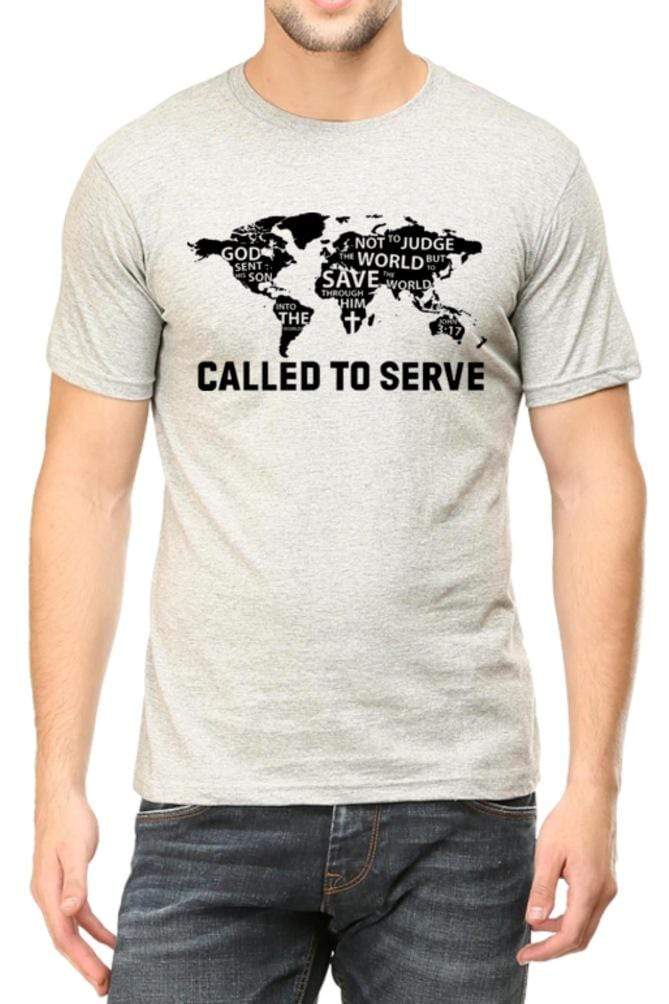 Living Words Men Round Neck T Shirt S / Grey Melange Called to Serve - Christian T-shirt