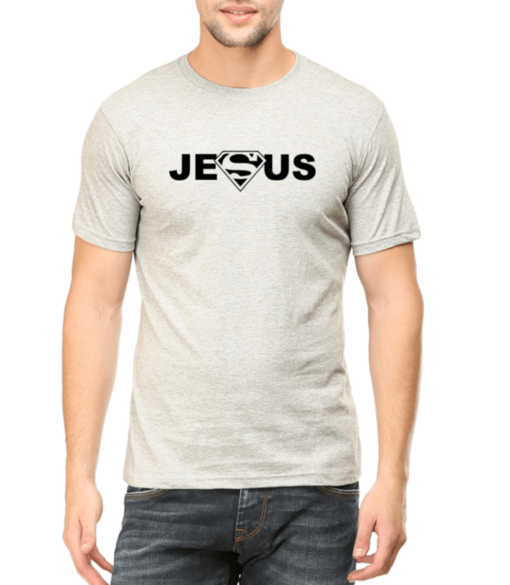 Living Words Men Round Neck T Shirt S / Grey Melange JESUS - CHRISTIAN T-SHIRT