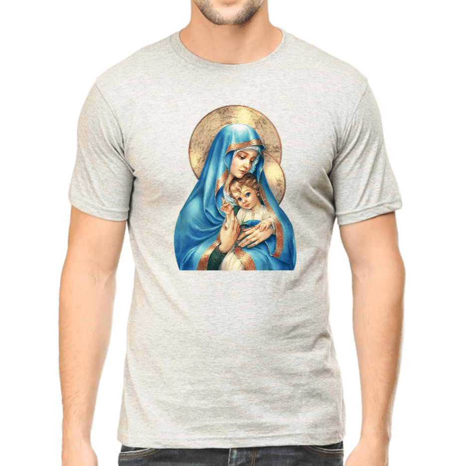 Living Words Men Round Neck T Shirt S / Grey Mother Mary