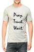 Living Words Men Round Neck T Shirt S / Grey Pray Trust Wait - Christian T-Shirt