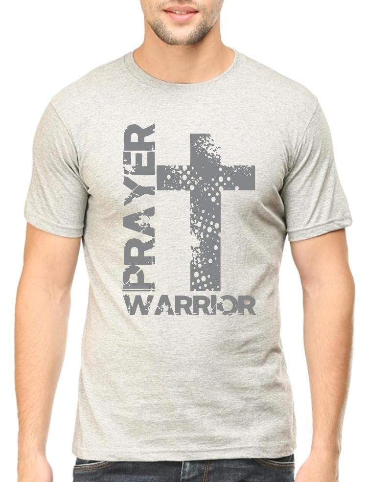 Living Words Men Round Neck T Shirt S / Grey Prayer Warrior - Christian T-Shirt