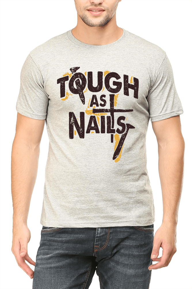 Living Words Men Round Neck T Shirt S / Grey Tough as nails - Christian T-Shirt