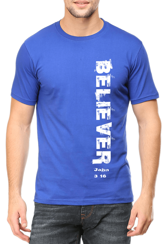 Living Words Men Round Neck T Shirt S / Light Blue Believer - Christian T-Shirt