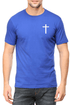 Living Words Men Round Neck T Shirt S / Light Blue Cross - Christian T-Shirt