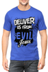 Living Words Men Round Neck T Shirt S / Light Blue Deliver us from evil - Christian T-Shirt