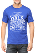 Living Words Men Round Neck T Shirt S / Light Blue For we walk by Faith - Christian T-Shirt