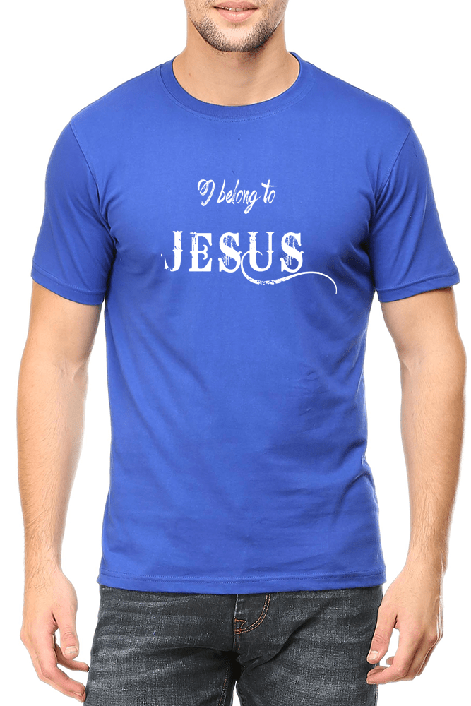 Living Words Men Round Neck T Shirt S / Light Blue I belong to Jesus - Christian T-Shirt