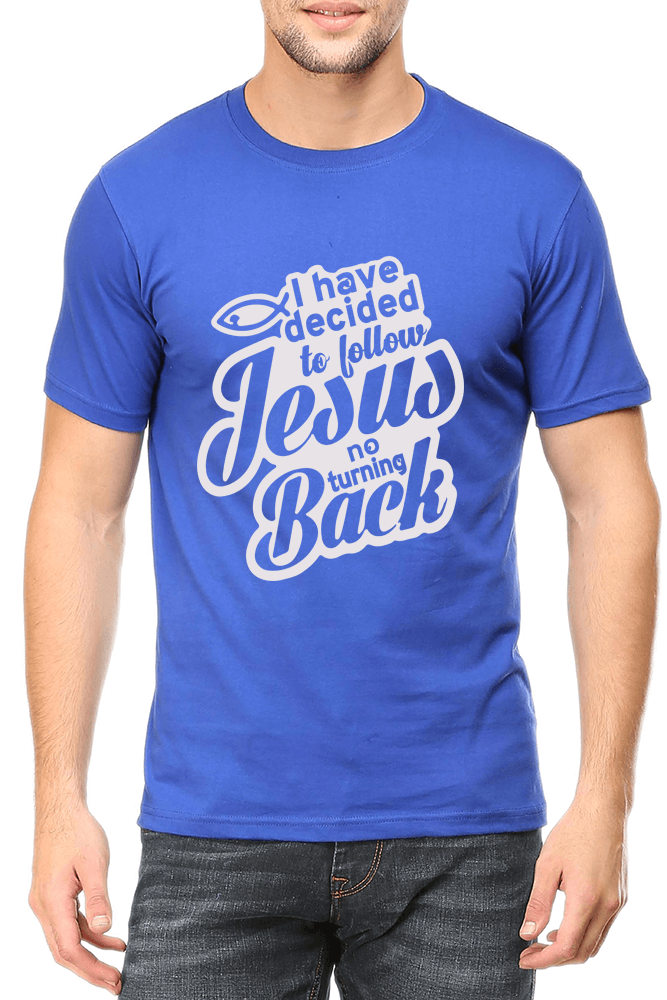 Living Words Men Round Neck T Shirt S / Light Blue I have decided to follow Jesus - Christian T-Shirt