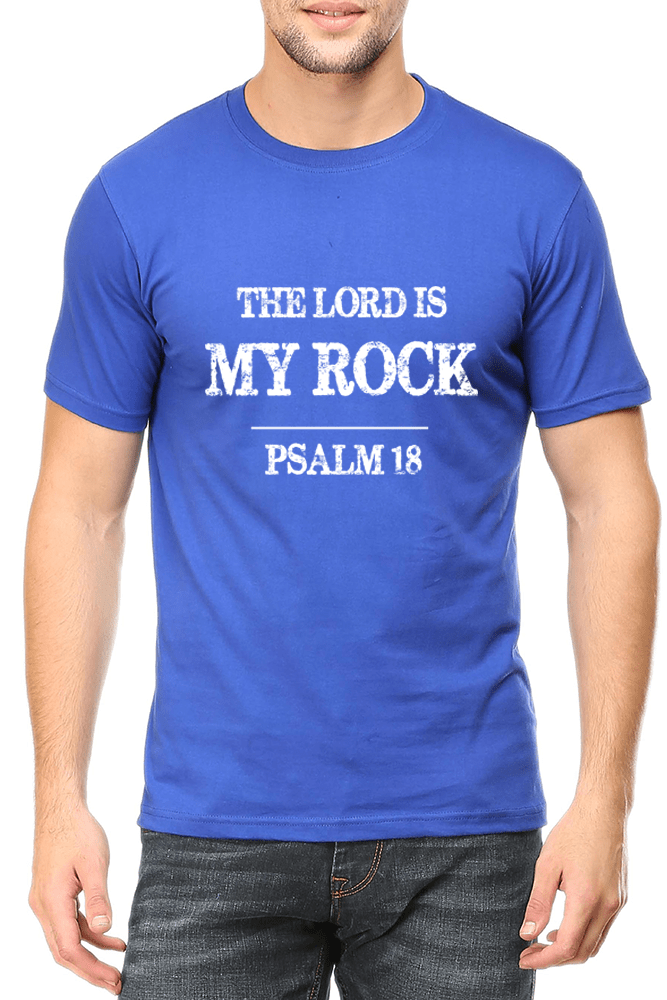 Living Words Men Round Neck T Shirt S / Light Blue The Lord is my Rock - Psalm 18 - Christian T-Shirt