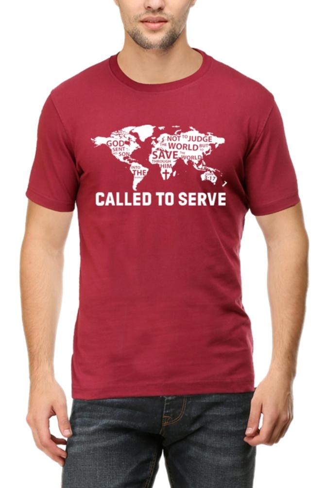 Living Words Men Round Neck T Shirt S / Maroon Called to Serve - Christian T-shirt
