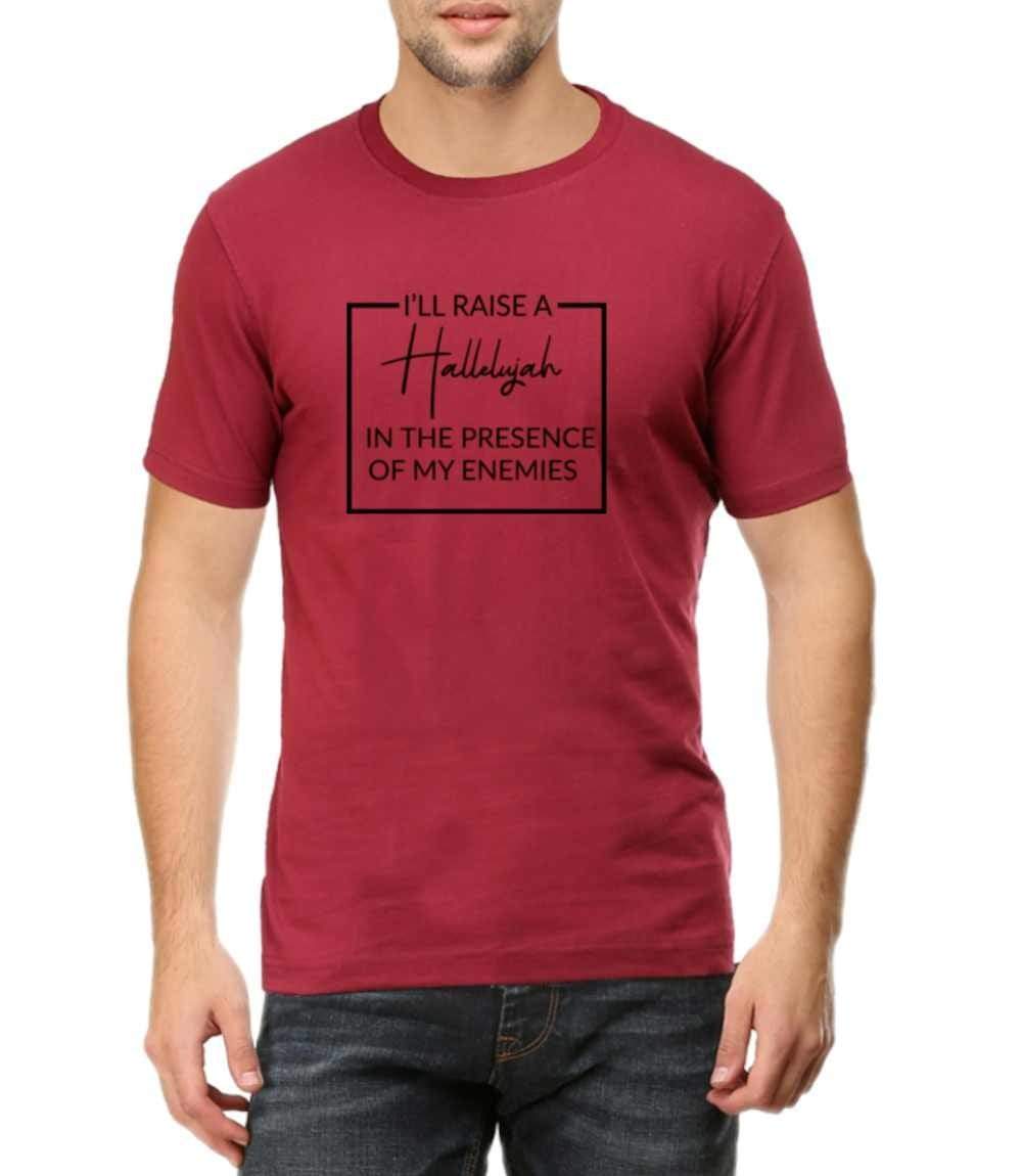 Living Words Men Round Neck T Shirt S / Maroon HALLELUJAH - CHRISTIAN T-SHIRT