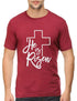 Living Words Men Round Neck T Shirt S / Maroon He is risen - Christian T-Shirt