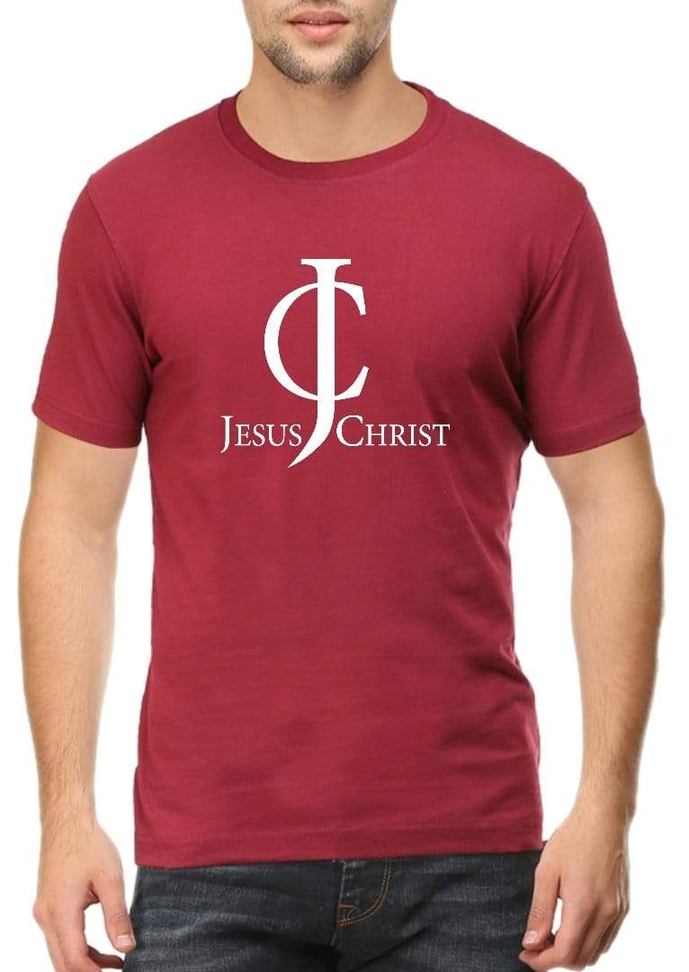 Living Words Men Round Neck T Shirt S / Maroon Jesus Christ - Christian T-Shirt