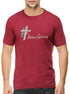 Living Words Men Round Neck T Shirt S / Maroon Jesus saves - Christian T-Shirt