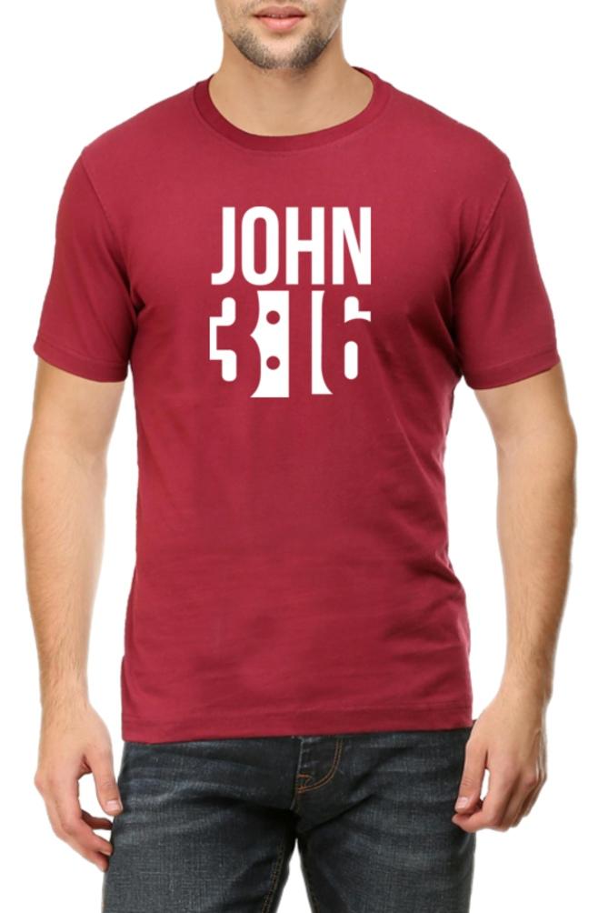 Living Words Men Round Neck T Shirt S / Maroon JOHN 3:16 - Christian T-Shirt