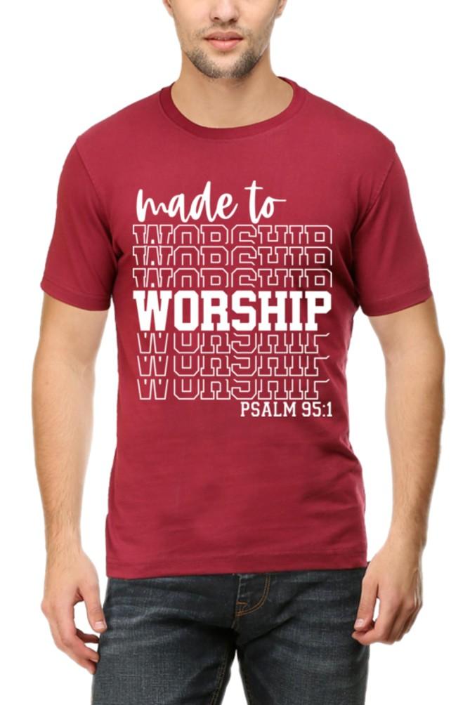 Living Words Men Round Neck T Shirt S / Maroon Made to worship - Christian T-Shirt