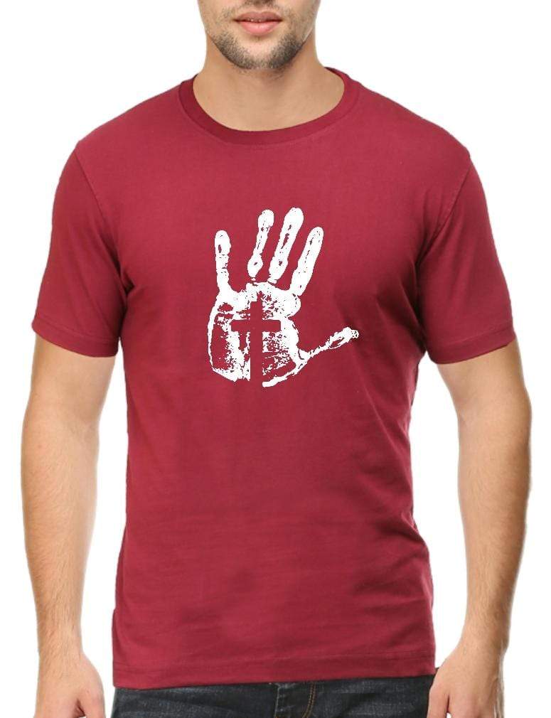 Living Words Men Round Neck T Shirt S / Maroon Nail in palm - Christian T-Shirt