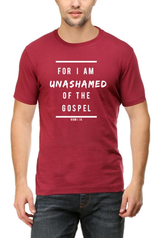 Living Words Men Round Neck T Shirt S / Maroon UNASHAMED - Christian T-Shirt