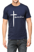 Living Words Men Round Neck T Shirt S / Navy Blue Amazing Grace Cross - Christian T-Shirt