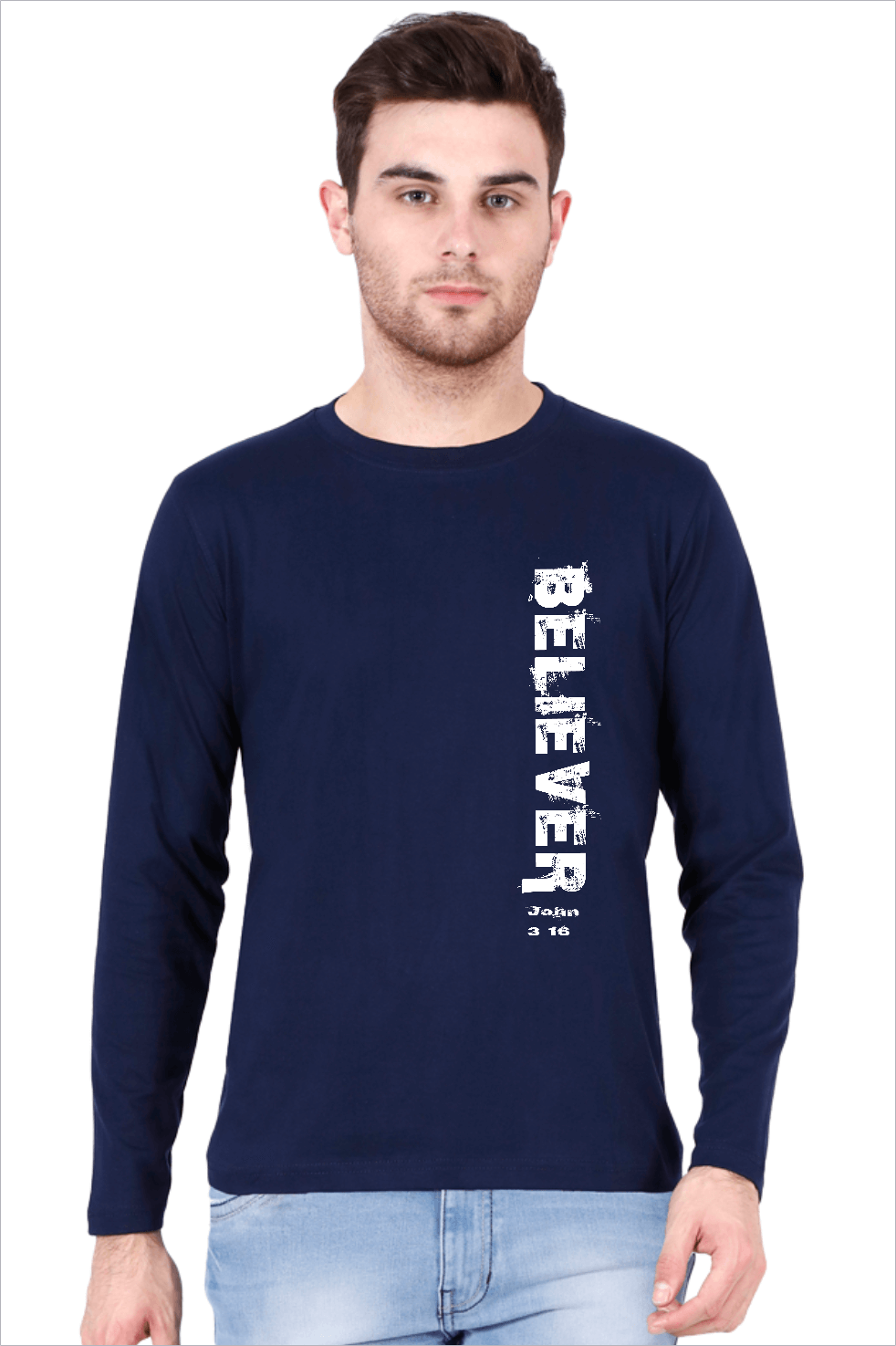 Living Words Men Round Neck T Shirt S / Navy Blue Believer