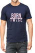 Living Words Men Round Neck T Shirt S / Navy Blue Born twice - Christian T-Shirt