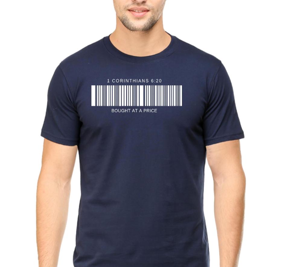 Living Words Men Round Neck T Shirt S / Navy Blue Bought at a Price - Christian T-Shirt