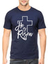 Living Words Men Round Neck T Shirt S / Navy Blue He is risen - Christian T-Shirt