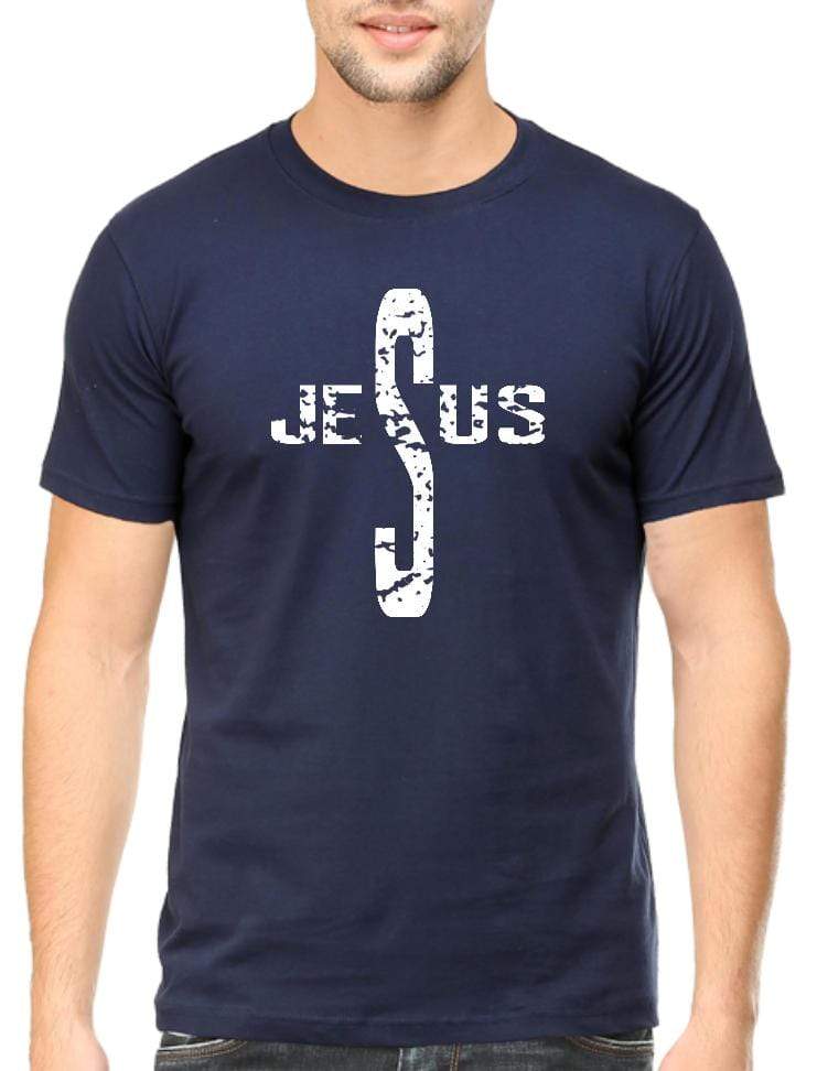 Living Words Men Round Neck T Shirt S / Navy Blue Jesus - Christian T-Shirt