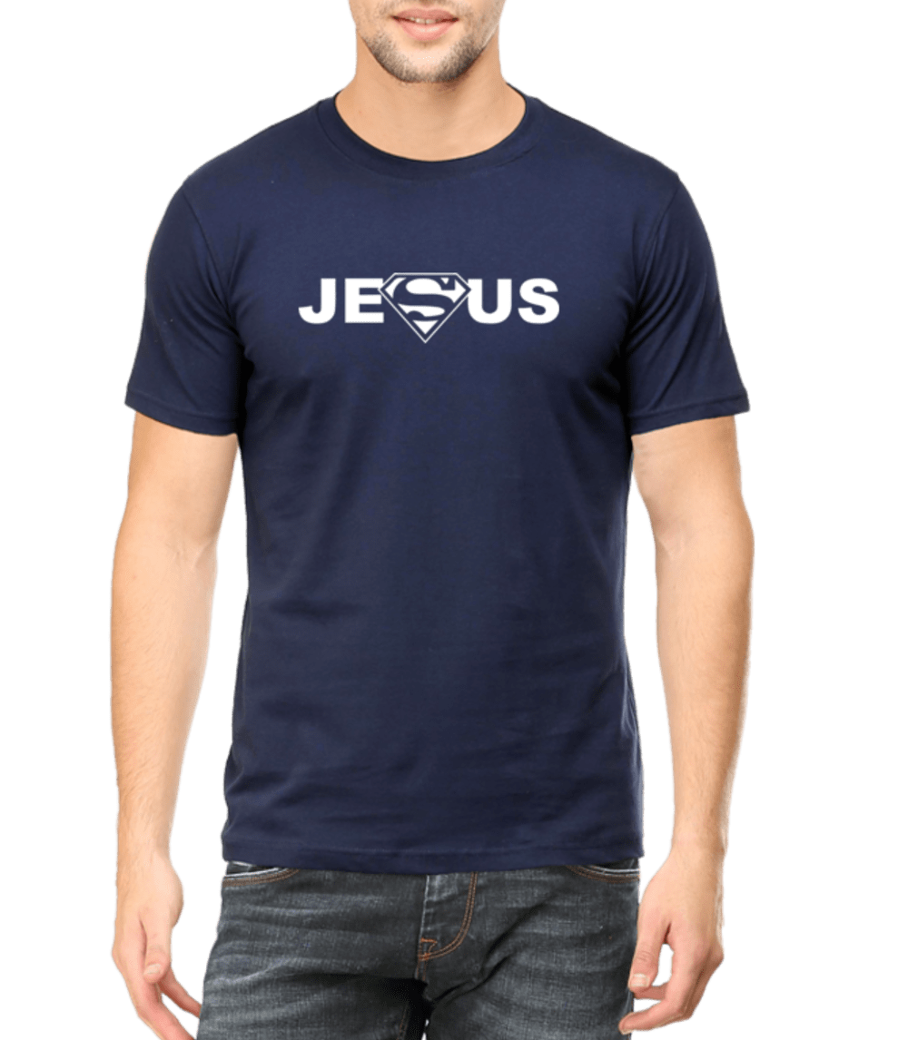 Living Words Men Round Neck T Shirt S / Navy Blue JESUS - CHRISTIAN T-SHIRT
