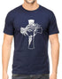 Living Words Men Round Neck T Shirt S / Navy Blue Jesus Cross