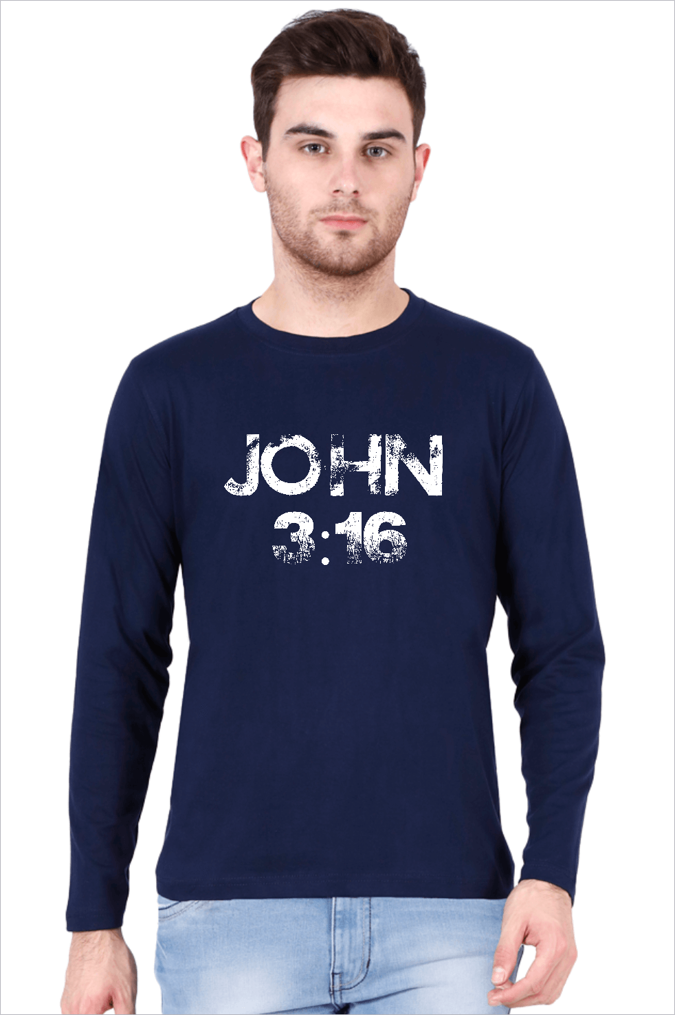 Living Words Men Round Neck T Shirt S / Navy Blue John 3 16