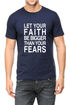 Living Words Men Round Neck T Shirt S / Navy Blue Let your Faith be Bigger than your Fears - Christian T-Shirt