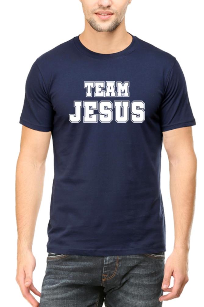 Living Words Men Round Neck T Shirt S / Navy Blue TEAM JESUS - Christian T-Shirt