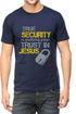 Living Words Men Round Neck T Shirt S / Navy Blue True security - Christian T-Shirt