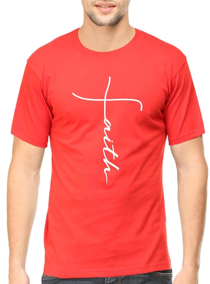 Living Words Men Round Neck T Shirt S / Red Faith - Christian T-Shirt