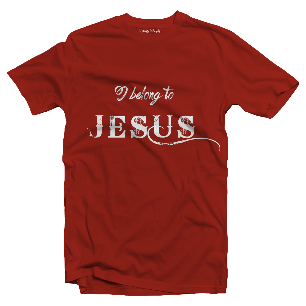 Living Words Men Round Neck T Shirt S / Red I belong to Jesus - Christian T-Shirt