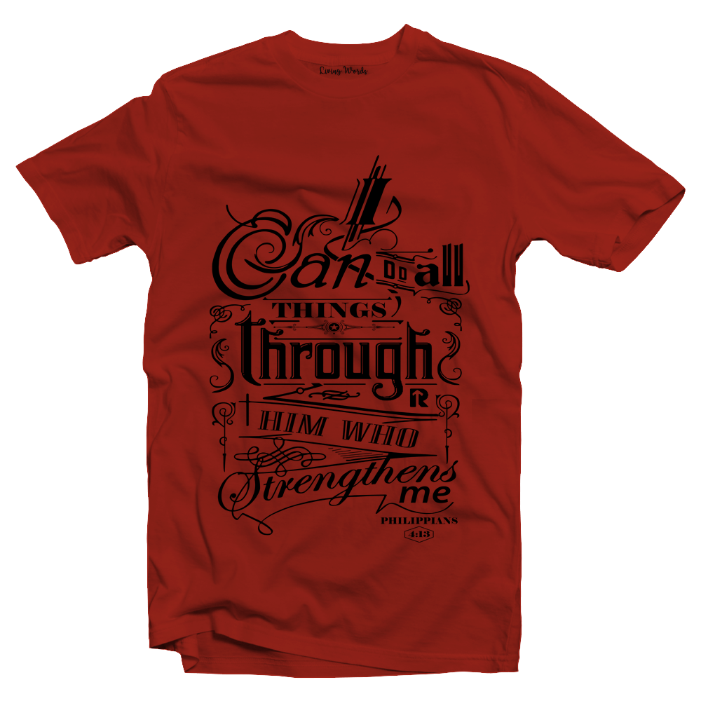 Living Words Men Round Neck T Shirt S / Red I can do all things - Christian T-Shirt
