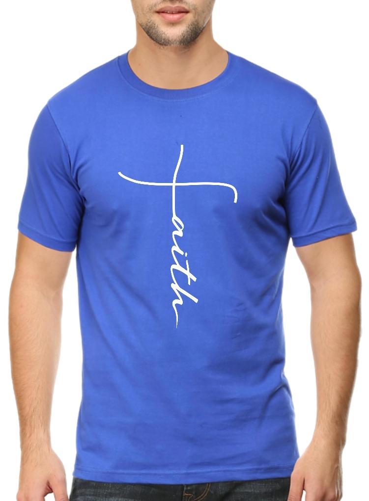Living Words Men Round Neck T Shirt S / Royal Blue Faith - Christian T-Shirt