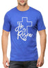 Living Words Men Round Neck T Shirt S / Royal Blue He is risen - Christian T-Shirt