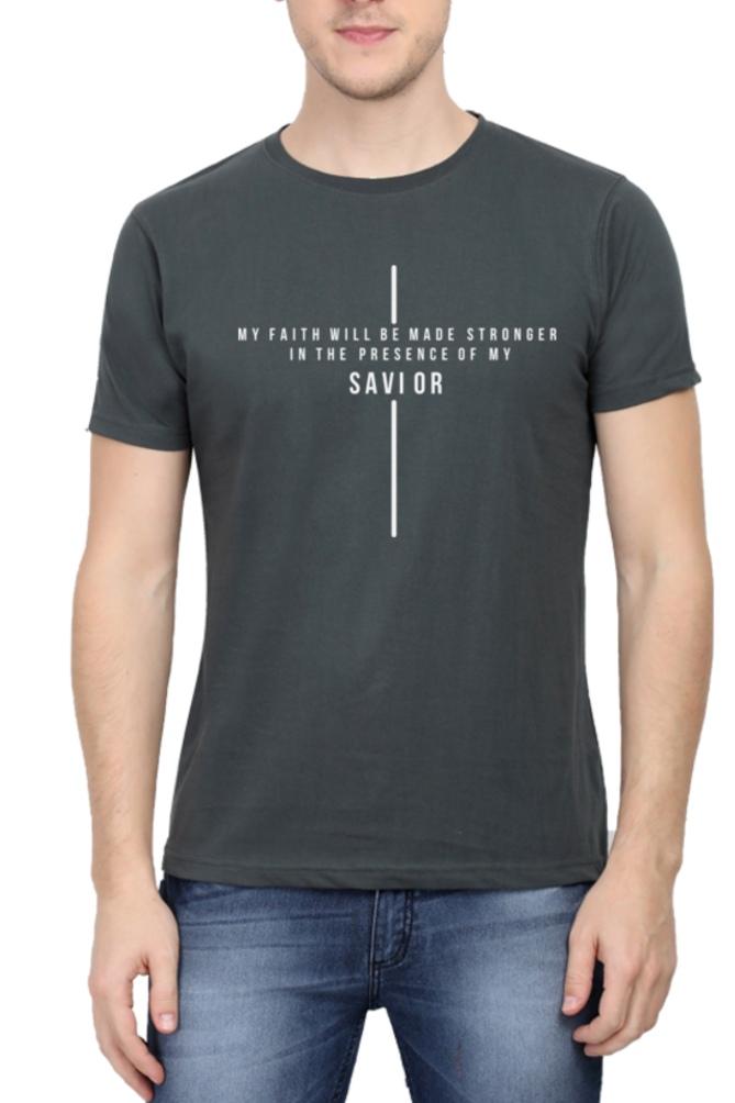 Living Words Men Round Neck T Shirt S / Steel Grey MY FAITH WILL BE MADE STRONGER - Christian T-Shirt